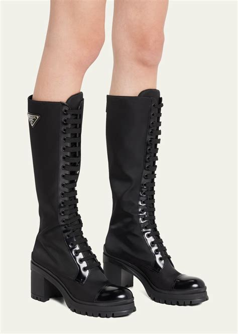 knee high boots prada|prada lace up combat boots.